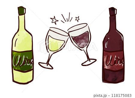 ワイングラスで乾杯するイラスト 118175083