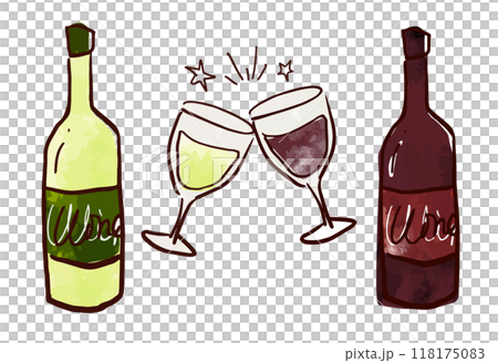 ワイングラスで乾杯するイラスト 118175083