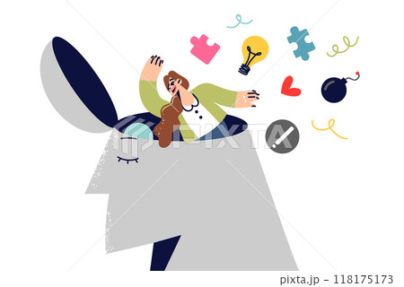Woman engaged in information detox, clearing head of unnecessary knowledge to improve mental health Woman engaged in information detox, clearing head of unnecessary knowledge to improve mental health 118175173