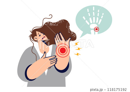 Woman with carpal tunnel syndrome suffers from severe wrist pain and needs treatment Woman with carpal tunnel syndrome suffers from severe wrist pain and needs treatment 118175192