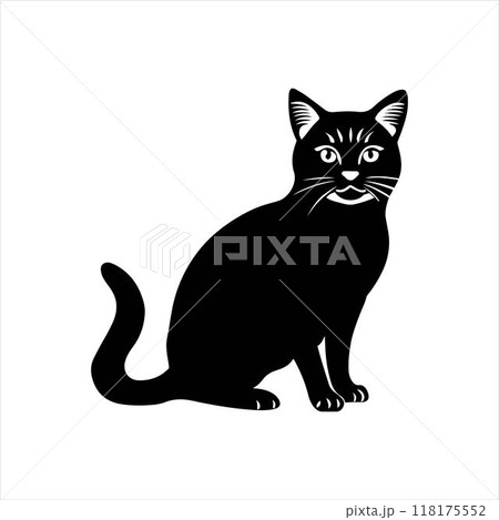 Cat cute silhouette vector art illustration 118175552