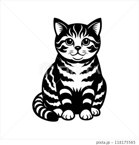 American shorthair cat sitting silhouette vector illustration 118175565
