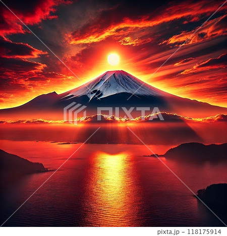 夕焼けの富士山 118175914