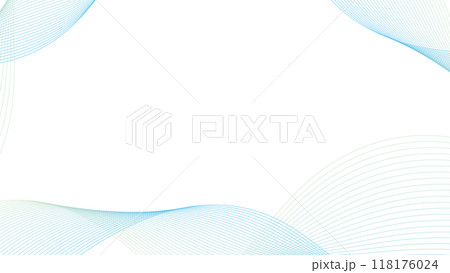 抽象的な形　ウェーブ　波　フレーム　青と黄緑のグラデーション	 118176024