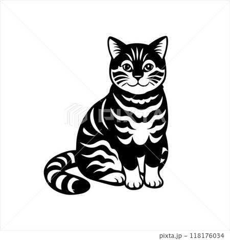 American Shorthair cat sitting silhouette vector illustration American Shorthair cat sitting silhouette vector illustration 118176034