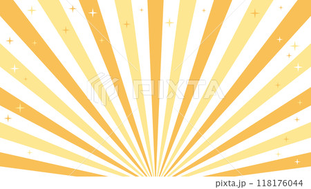 放射線　集中線　スターバースト　キラキラ　オレンジ　黄色　背景	 118176044