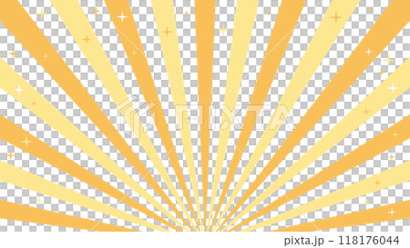 放射線　集中線　スターバースト　キラキラ　オレンジ　黄色　背景	 118176044