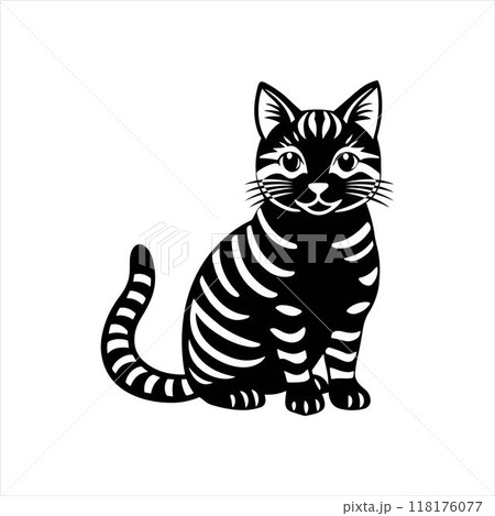American Shorthair cat sitting silhouette vector illustration 118176077