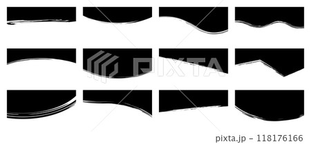 仕切り形状のテンプレート　筆　ブラシ　黒　dividers shapes 抽象的な形　セット	 118176166