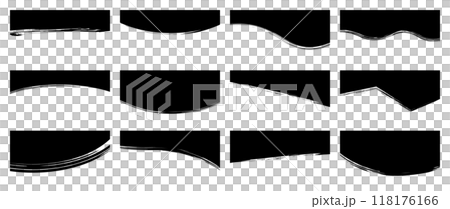 仕切り形状のテンプレート　筆　ブラシ　黒　dividers shapes 抽象的な形　セット	 118176166