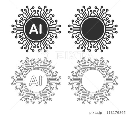 AI Generate icon, Machine learning micropchip symbol, ML icon, Artificial intelligence sign. Vector illustration image. Isolated on white background. AI Generate icon, Machine learning micropchip symbol, ML icon, Artificial intelligence sign. Vector illustration image. Isolated on white background. 118176865