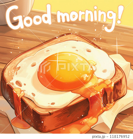 朝ご飯と「Good morning!」の文字 118176952
