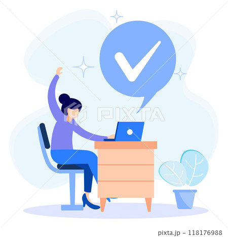 Illustration vector graphic cartoon character of completed work Illustration vector graphic cartoon character of completed work 118176988