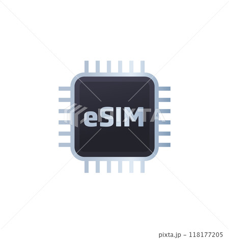 eSIM card vector icon on white eSIM card vector icon on white 118177205
