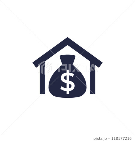 mortgage icon with a house and money 118177216