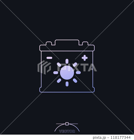 storing solar energy icon with a battery, vector storing solar energy icon with a battery, vector 118177344