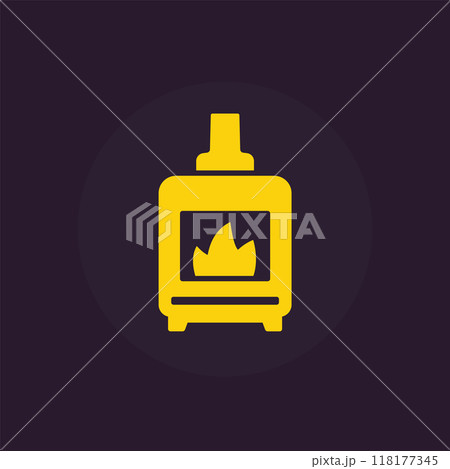 pellet stove icon, vector pictogram pellet stove icon, vector pictogram 118177345