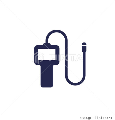 endoscope icon, inspection camera on white 118177374