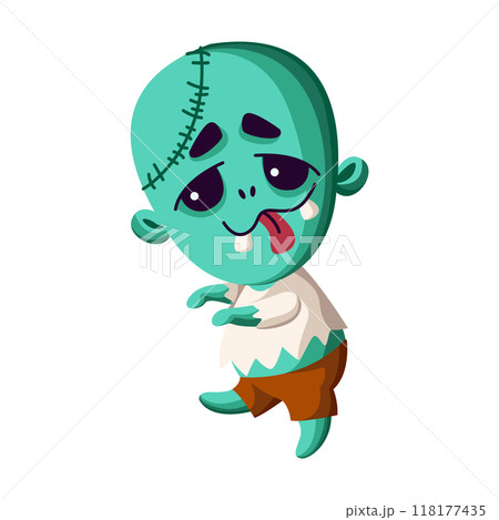 Funny zombie with tongue out flat color vector illustration 118177435
