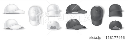 Mockup baseball caps realistic vector illustrations Mockup baseball caps realistic vector illustrations 118177466