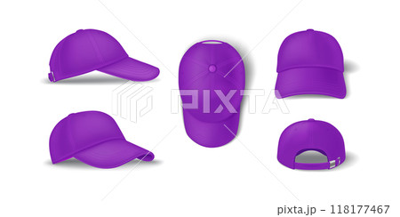 Casual purple baseball cap mockup template vector illustrations Casual purple baseball cap mockup template vector illustrations 118177467