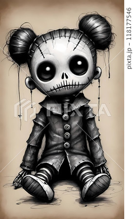 Creepy and spooky voodoo doll 118177546