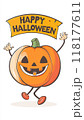 an halloween pumpkin wallpaper lockscreen mobile vector simple logo, cute, smiling, isolated on white background 118177611