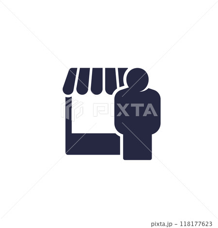 shop owner vector icon on white shop owner vector icon on white 118177623