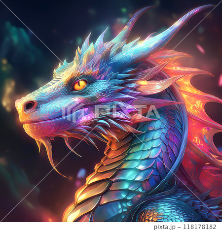 氷山の上に立つレインボードラゴン 氷山の上に立つレインボードラゴン 118178182