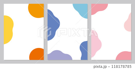 抽象的な形　シェイプ　フレーム　カラフル　A4　縦長　セット	 118178785