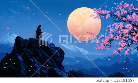 満月と桜と侍 118181057