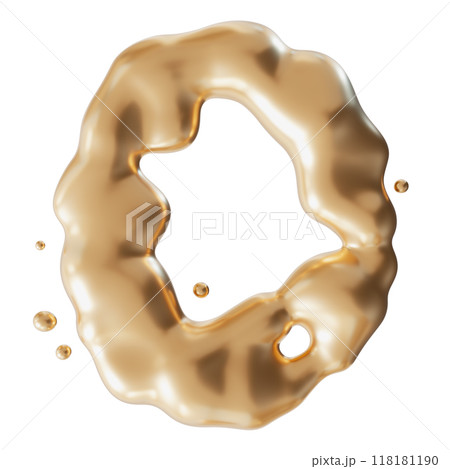 Dynamic golden liquid number 0, isolated on white background. Elegant fluid, luxurious metallic surface. Numeral zero. Flowing molten gold. Cut out design element. 3D render. Dynamic golden liquid number 0, isolated on white background. Elegant fluid, luxurious metallic surface. Numeral zero. Flowing molten gold. Cut out design element. 3D render. 118181190
