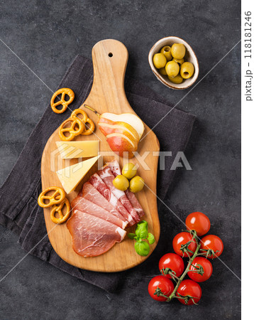Assorted appetizers or antipasti. Appetizer board. Assorted appetizers or antipasti. Appetizer board. 118181246