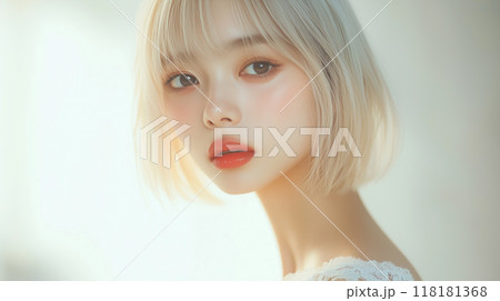 美肌の若くて綺麗な日本人女性モデルのビューティーポートレート 118181368
