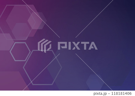Geometric polygon shapes on gradient purple background. Modern futuristic background of the scientific hexagonal pattern. 118181406