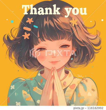 微笑む女性と「Thank you」の文字 118182002