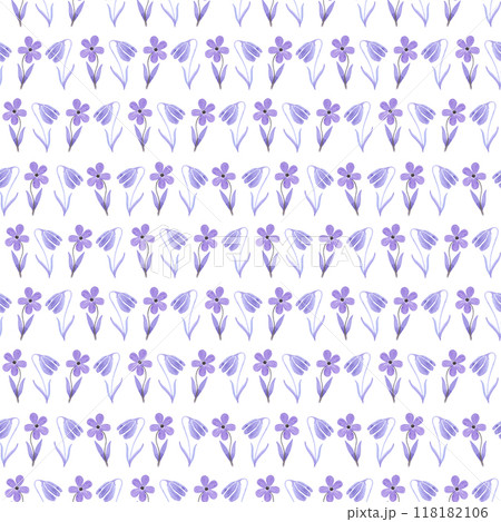 Hand drawn watercolor purple tulip and chamomile seamless pattern isolated on white background. Can be used for textile, fabric, scrapbook and other printed products. Hand drawn watercolor purple tulip and chamomile seamless pattern isolated on white background. Can be used for textile, fabric, scrapbook and other printed products. 118182106