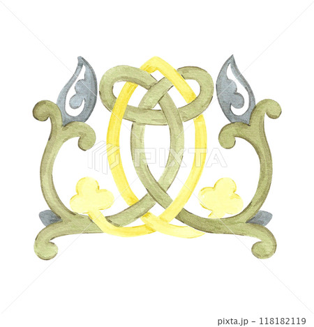 Hand drawn watercolor Russian traditional ornament isolated on white background. Illustration can be used for postcard, fabric, scrapbook and other printed products. Hand drawn watercolor Russian traditional ornament isolated on white background. Illustration can be used for postcard, fabric, scrapbook and other printed products. 118182119