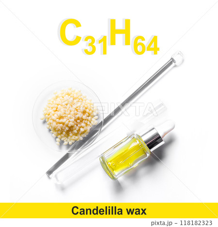 Candelilla wax with molecular formula C31H64. Chemical ingredient for Cosmetics and Toiletries product. Candelilla wax with molecular formula C31H64. Chemical ingredient for Cosmetics and Toiletries product. 118182323