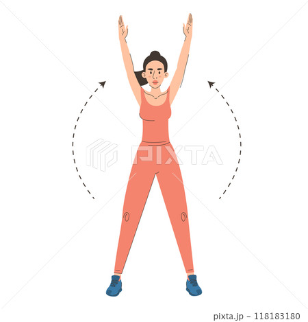 Jumping jacks exercise vector isolated. Jumping jacks exercise vector isolated. 118183180