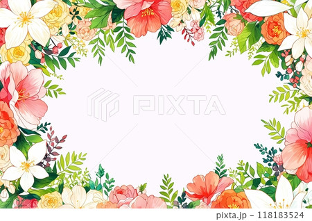 水彩で描いたような花のフレーム 水彩で描いたような花のフレーム 118183524
