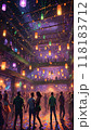 Energetic dance club with vibrant lights and crowd 118183712