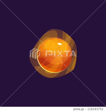 Vector illustration with a fantastic glossy orange planet surrounded by yellow fog 118183752