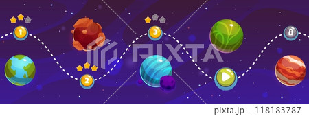 Explore vector fantastic planets on this game map with level walkthroughs and star achievements. 118183787