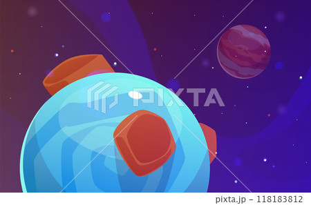 Colorful planets in outer space vector illustration 118183812
