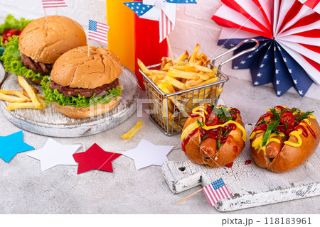 Traditional American food for celebrating July 4 Independence Day 118183961