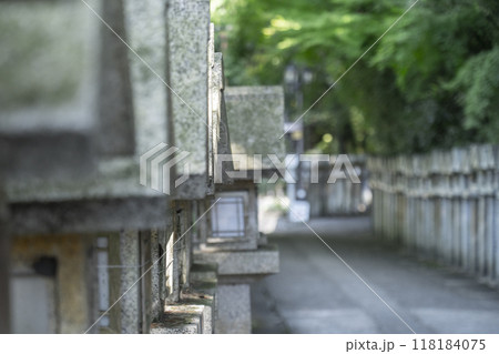 奈良 朝護孫子寺 石灯籠がずらりと並ぶ参道 奈良 朝護孫子寺 石灯籠がずらりと並ぶ参道 118184075