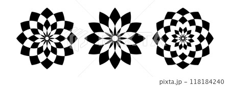 Decorative Design Elements Set. Radial Geometric Patterns. 118184240