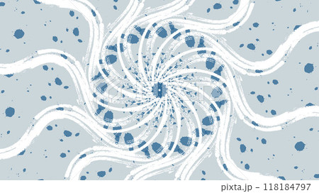 a spiral pattern of textured white lines with scattered blue splatters on a light gray background a spiral pattern of textured white lines with scattered blue splatters on a light gray background 118184797