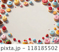 カラフルなお菓子のフレーム 118185502